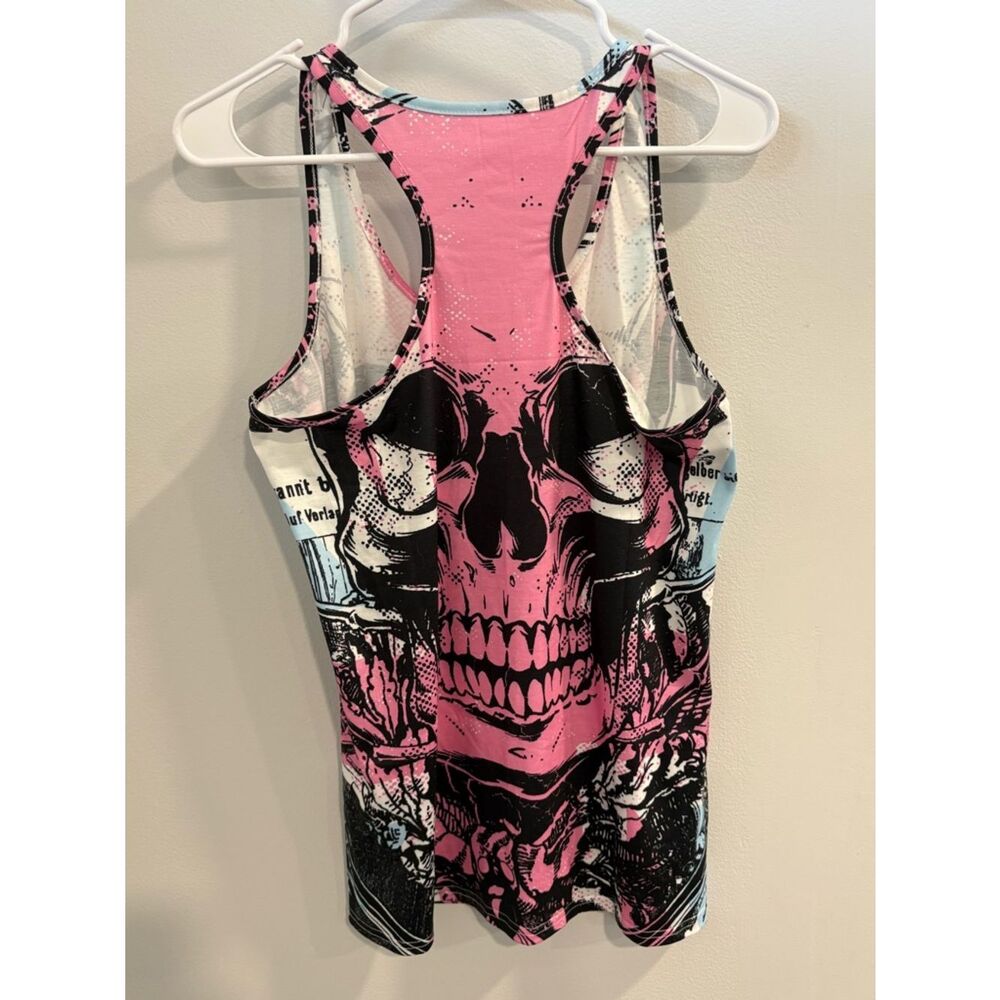 Pink Skull Graphic Racerback Tank Top - Picture 2 of 9